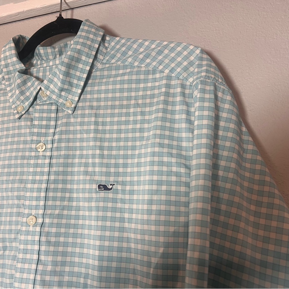 Vineyard Vines Performance Button Down Shirt Mens Size XL Blue White Plaid - Picture 3 of 8